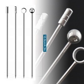 Cocktail Picks Stainless Steel Set of 16 Silver Hors D'oeuvres Pins Pintxos Cocktail Pins Fruit Picks Party (Set of 16)