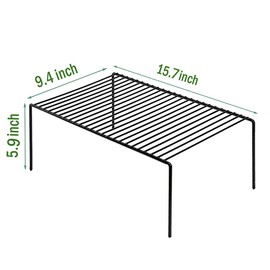 Redrubbit 2 Pack Large (15.7 x 9. 4 Inch) Cabinet Storage Shelf Rack, Rustproof Kitchen Counter and Cabinet Shelf, Storage Rack Organizer for Kitchen, Fridge, Cabinet, Bathroom, Black