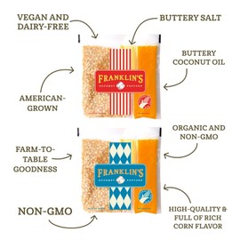 Franklin's Gourmet Popcorn All-In-One Popcorn Packs for Popcorn Machine - 2oz Pack of 10 - Packs of Organic Corn Kernels with Buttery Salt & Oil | Made in USA