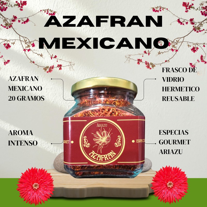 ARIAZU Azafran mexicano 20 gramos Azafrancillo frasco hermetico reutilizable azafran