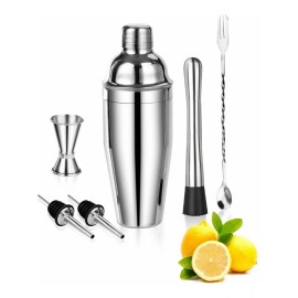 Monbelle Coctelera, Juego De Barra De Acero Inoxidable, 6 Piezas.