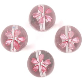 Kyozudou AAA Cherry Blossom Carved Crystal, Set of 4 (8mm)