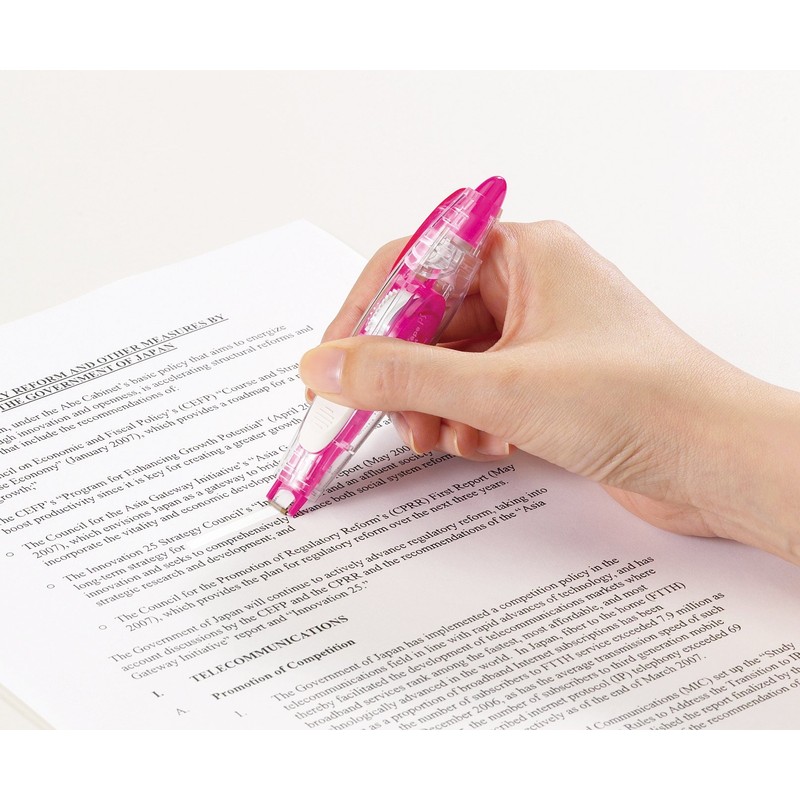 PLUS Japan, Correction Roller Penstyle in Pink, 1 Piece Pack