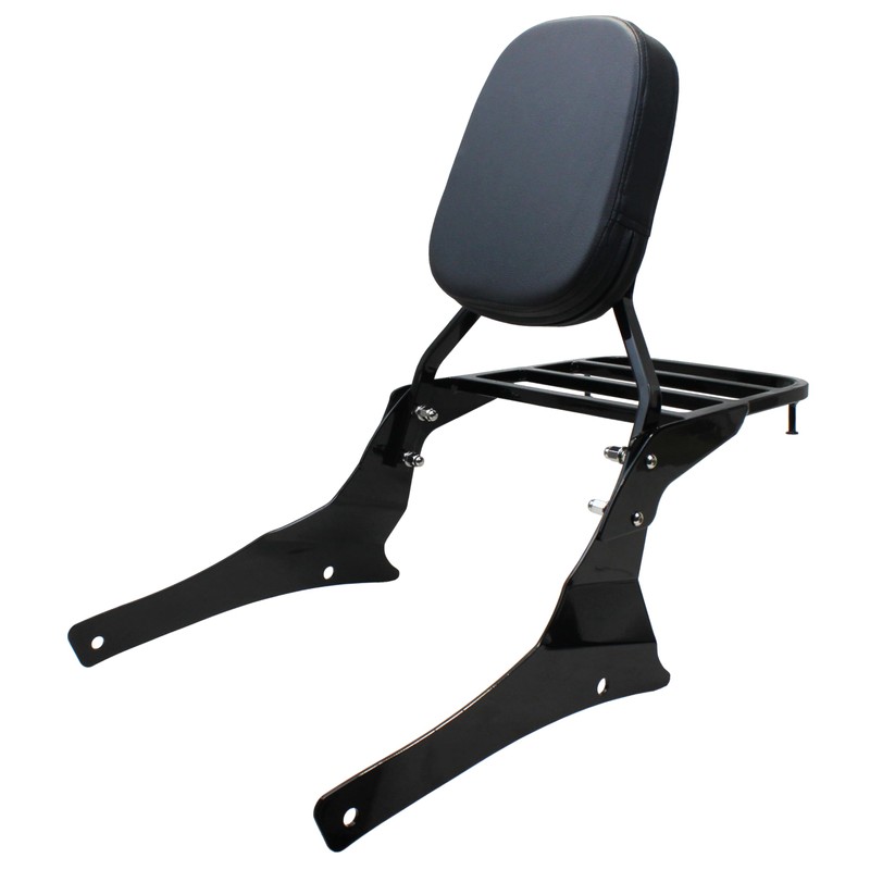 YHMOTO Black Passenger Backrest Sissy Bar with Luggage Rack for