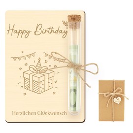 FIDWALL Wooden Money Gift Voucher Wallet with Straw and Gift Box Money Gift Money Gift Money Gifts Birthday (Birthday)