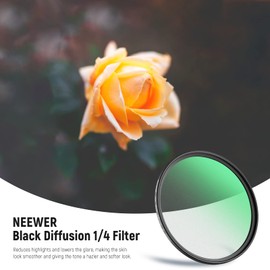 NEEWER 37mm Black Diffusion 1/4 Filter Mist Dreamy Cinematic Effect Filter Ultra Slim Water Repellent Scratch Resistant HD Optical Glass, 30 Layers Nano Coatings for Video/Vlog/Portrait Photography