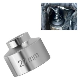 UHANBUT 27mm Car Oil Filter Socket Wrench, 3/8" Drive Filters Cap Wrench Tool with 6-Point Hex Design, Chrome Vanadium Steel Socket Quickly Oil Filter Removal Tool for Most Car Models (27MM)