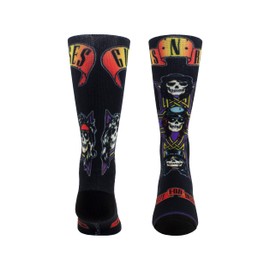 PERRI'S SOCKS Unisex Guns N Roses Dye Sublimation Crew 001 Socks, Black, Yellow, Red, Blue, M, Black, yellow, red, blue