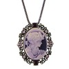 Alilang Vintage Inspired Brass Tone Crystals Cameo Lady Maiden Pendant
