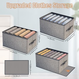 DOORSOUT 6 Pcs Drawer Clothes Organizer with Plug-in Base Plate, Foldable 5/6/7 Gird Wardrobe Storage Organizer with Dividers for Jeans,T-shirts, Pants, Socks, Shirts, Sweaters and Underwear