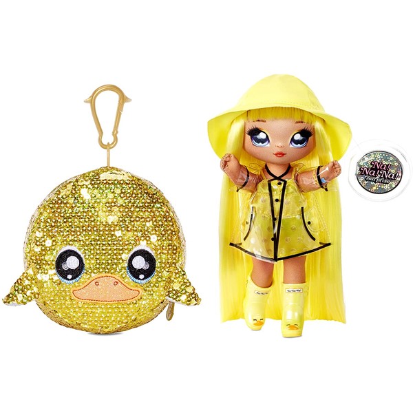 MGA Entertainment Na Na Na Surprise 2-in-1 Fashion Doll and Sparkly Sequined Purse Sparkle Series – Daria Duckie, 7.5" Raincoat Dol