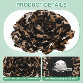 M METERXITY Rose Flower Brooches and Pins for Women, 5.5 Inch Lapel Pins Dainty Satin Fabric Big Camellia Hair Flowers Clips for Wedding/Parties/Clothes/Jewelry [14cm, Light Brown]