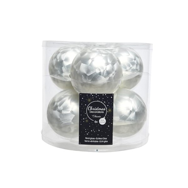 6 Weihnachtskugeln/Christbaumkugeln, aus Glas, 80 mm, matt, eislack