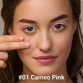 LUXAZA Eye Shadow Stick, Cream Single Makeup with Blending Brush, Blush Stick, Eye Primer, Lipstick, Smooth Frosted Finish #01 Cameo Pink Matte