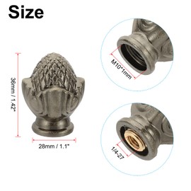 PATIKIL 34 x 27mm Lamp Finials Caps Knob, 2 Set Solid Lamp Shade Top Decoration Screw Cap Nuts with Brass Reducing Adapter for Table Lamps Floor Lamps, Bronze