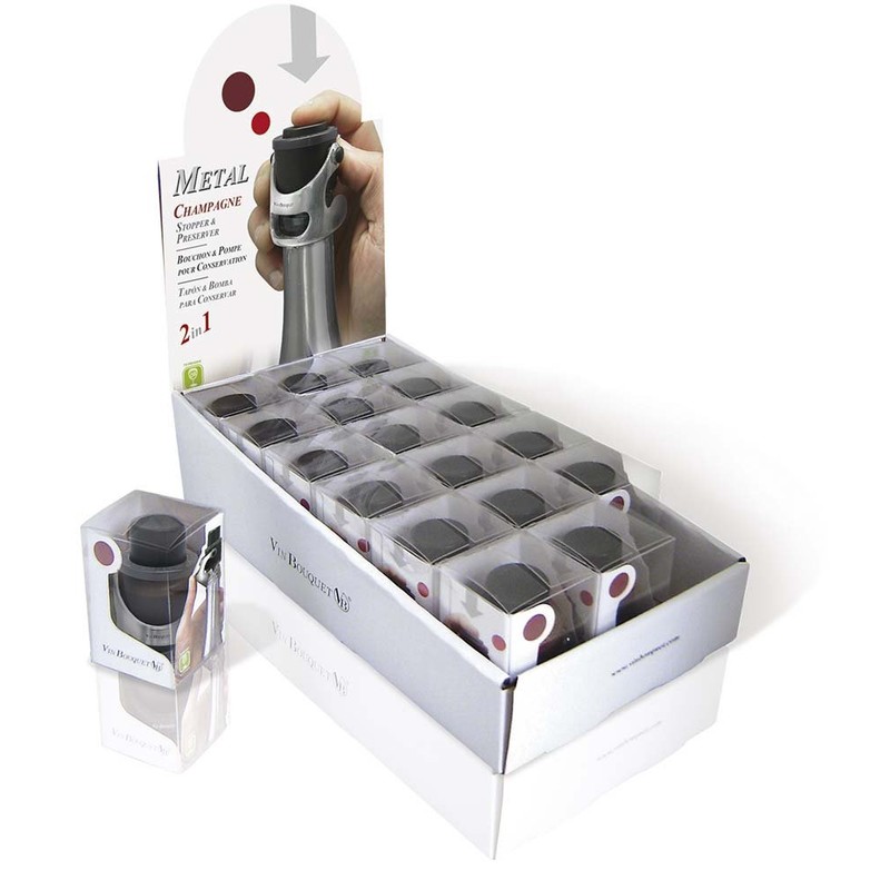 Vin Bouquet Pump and Stopper Champagne Metal Stopper and Pump,