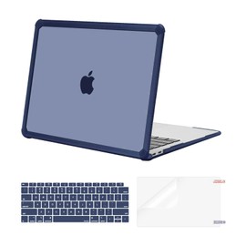 MOSISO Compatible with MacBook Air 13 inch Case 2022-2018 Release A2337 M1 A2179 A1932, Anti-Cracking Heavy Duty Plastic Hard Shell Case with TPU Bumper&Keyboard Cover&Screen Film, Navy Blue