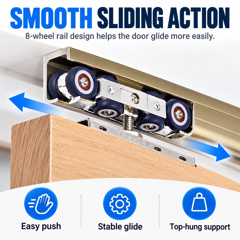 Sliding Door Roller for Wooden Door Track Systems – 4-Wheel