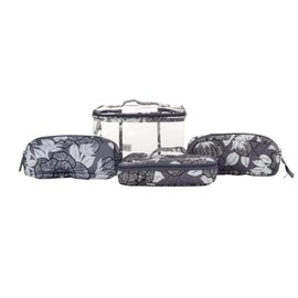 Vera Bradley 4 PC Cosmetic Organizer Travel Toiletry Case, Moon Shadow Meadow