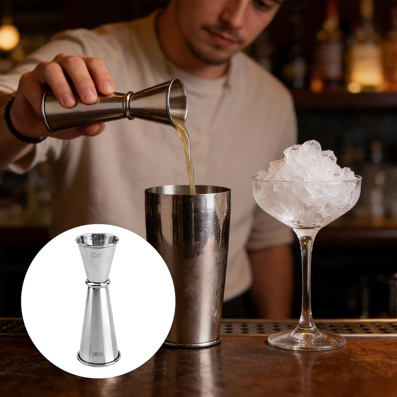 2pcs 2oz & 1oz Dual Jigger for Bartending, Stainless Steel