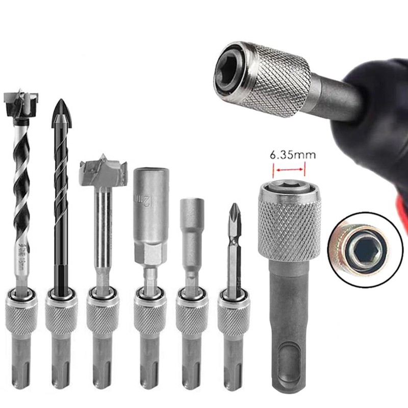 Eyech 5Pcs SDS-Plus Drill Chuck Adapter, 6.35mm 1/4 Inch Hex