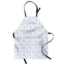 Ambesonne Winter Apron, Ornamental Noel Flora Swirly Branches and Snowflake Style Flower Petals, Small Apron Bib with Adjustable Ties for Baking Painting, Small Size, Blue Grey and White