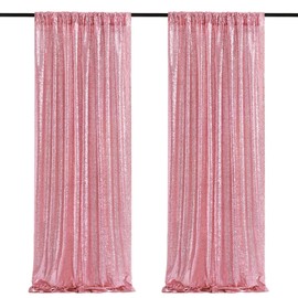 Blush Pink Sequin Backdrop 2 Pieces 2ftx8ft Glitter Party Backdrop Curtain Wedding Ceremony Birthday Backdrop Background Decoration