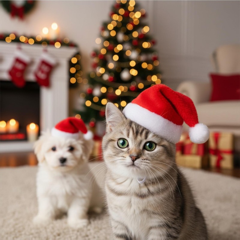 Mini Dog Santa Hat for Dog Christmas Hat (Red)