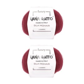 Mohair Silk Knitting Yarn, Lana Gatto Luxury Silk Mohair Line, 50 g, 424 mt, (Red - 6026, 2)