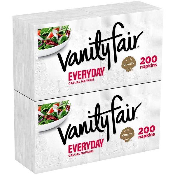Vanity Fair Everyday Napkins, White Paper Napkins, 200 Count (Pack of 2)