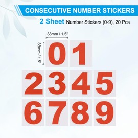 PATIKIL 1.5" Reflective Number Stickers 0-9, 2 Set Vinyl Mailbox Number Decals Self-Adhesive Stickers for Outside Cars Doors Windows Signs Indoor Outdoor, Red