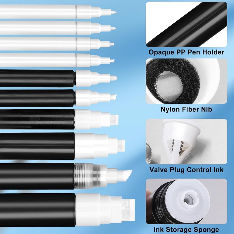 FULIBAO 15 Pack Large Refillable Paint Markers 8mm 10mm 15mm