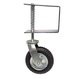 8" Flat-Free Tire Gate Wheel Suspension Spring-Loaded Gate Caster Wheel (Weight Capacity 250 lbs) (Silver)