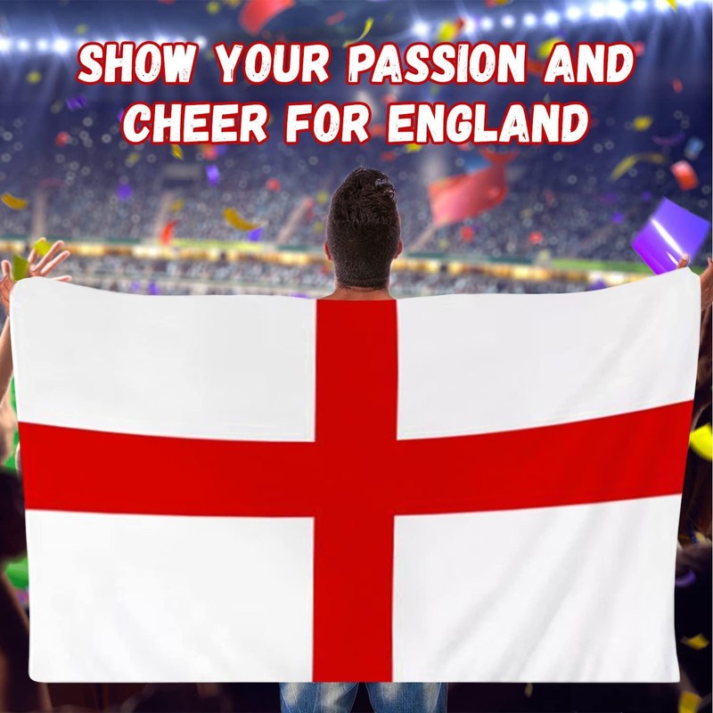 Large England Flag 5X3FT With Sleeve Wearable St George For