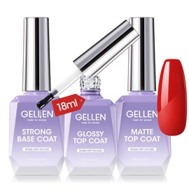 GELLEN 18 Base Coat Gel, Glossy Top Coat and Matte Top Coat Gel