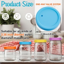 Teenyyou 6 Pcs Silicone Fermenting Lids for Wide Mouth Mason Jar, Airlock Waterless Fermenter Caps, 86 mm Silicone Cover with Vent for Kimchi, Fermented Probiotic Food, Jars Not Included(Classic)