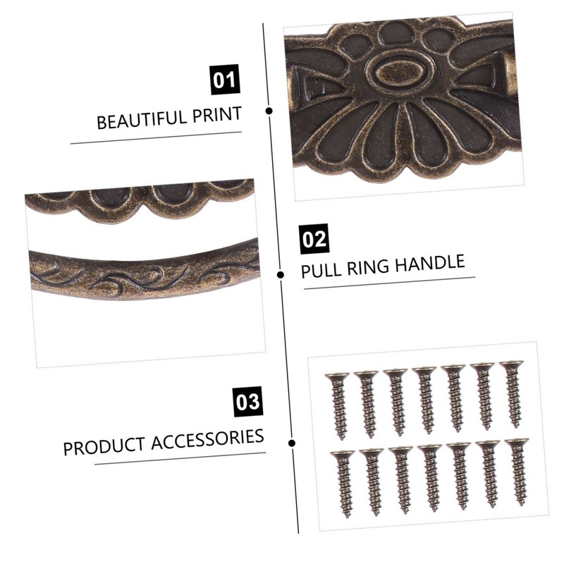 Operitacx 3sets 4pcs Retro Drawer Ring Handles Durable Alloy Pulls