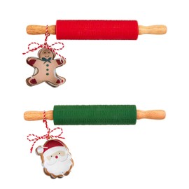 Mud Pie Rolling, pin 1 3/4" x 12" | cutter approx 3 1/4" x 3 1/4", Merry and Bright