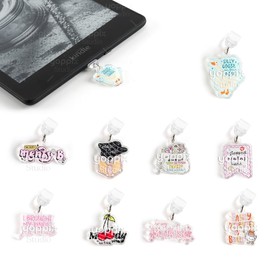 YOPPIX 9PCS Charms for E-Reader, About Sassy Theme Dust Plug Charm Compatible with Type C Charging Port, Gift for Book Lover Readers Reader Men Women Teachers Students, Accessories for E-Reader