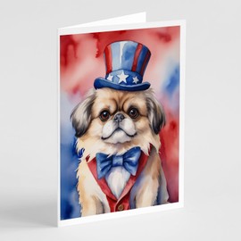 Caroline's Treasures Pekingese Patriotic American Greeting Cards Pack of 8 Blank Cards with Envelopes Whimsical A7 Size 5x7 Blank Note Cards
