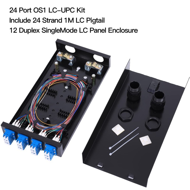 12 Duplex 24 Port LC-OS1 Box+ SingleMode Cables Wall Mount