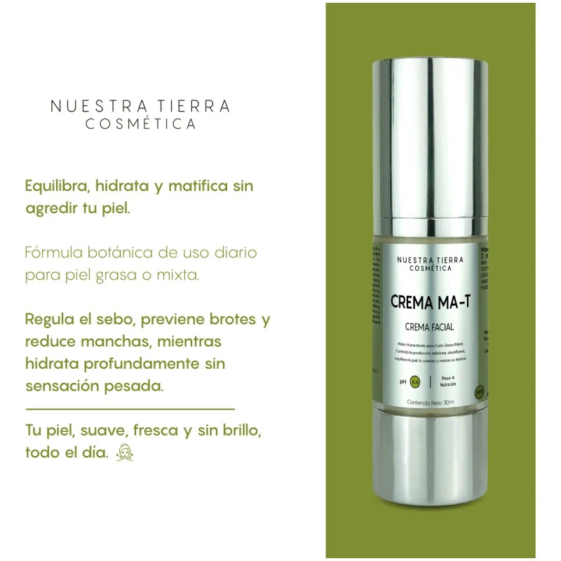 Nuestra Tierra Cosmética Crema Matificante Niacinamida Libre Aceite Aplicación Día