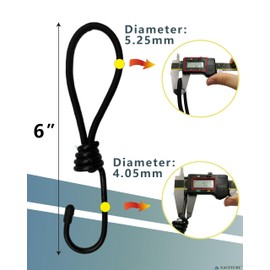 6 Inch Small Bungee Cord with Hooks Camping Accessories - 10 PCS Heavy Duty Elastic Cord Durable Rubber Canopy Ties Perfect for Camping, Luggage, Tents, Wire Hooks