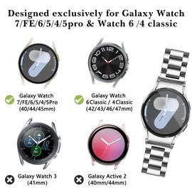 Ocaer Compatible with Galaxy Watch 7/FE/6/5/4 Band 40mm 44mm, Watch 6/4 classic 43mm 47mm/42mm 46mm, Watch 5 pro 45mm, Metal Solid Business 20mm Galaxy Watch Strap for Men Women(Silver）