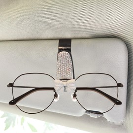 Sunglasses Clip for Car Visor, Car Sunglasses Holder Clip - Rhinestone Bowknot/Camellia Glasses Hanger Clip for Car | Visor Sunglasses Holder, Sun Visor Organizer for Sunglasses, Kar