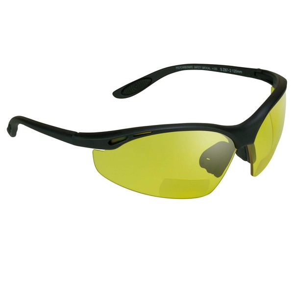 proSPORT Safety Bifocal Glasses Yellow Lens +1.50 z87 Semi Rimless Night Driving for Men and Women