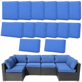 Frxeyaliz 14Pcs Outdoor Cushion Covers 25.6x25.6x4inch Replacement Washable Waterproof UV w/Zipper for 6-Seaters Sofa Patio Slipcovers Set Seat and Back Covers Only