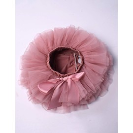 Falda tutú para bebés y niñas con funda para pañales, flores de tul suave y diadema 6M-3T, Arena de frijoles, 2-3T