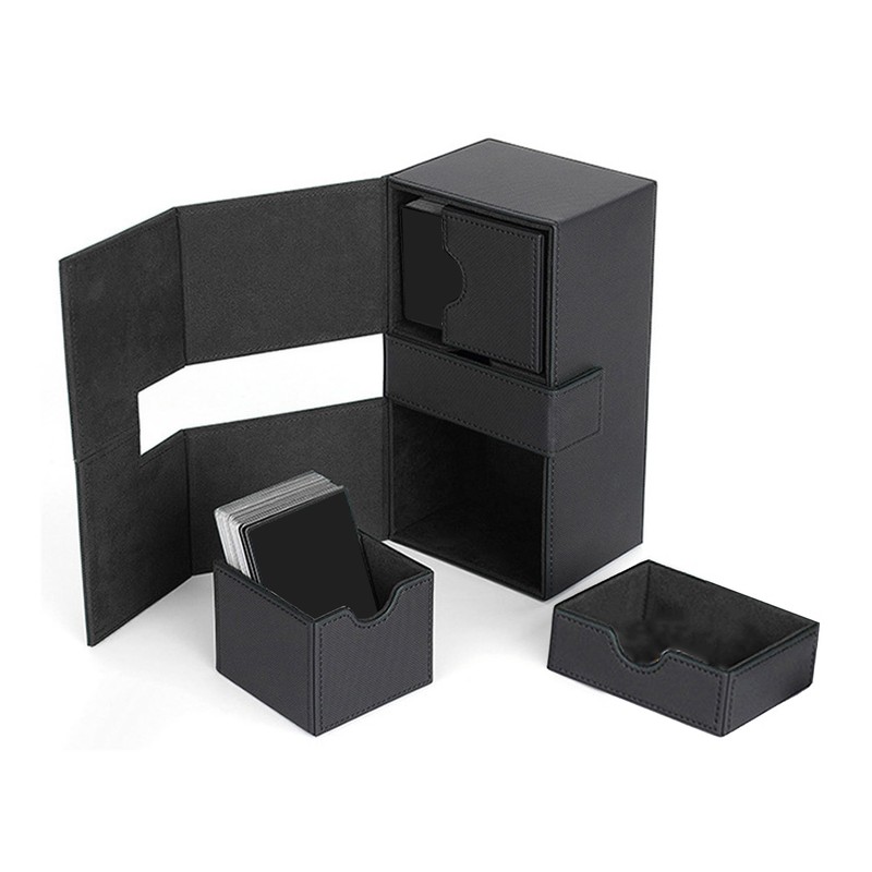 Card Deck Box with 3 Drawers Large Capacity Magnetic Closure
