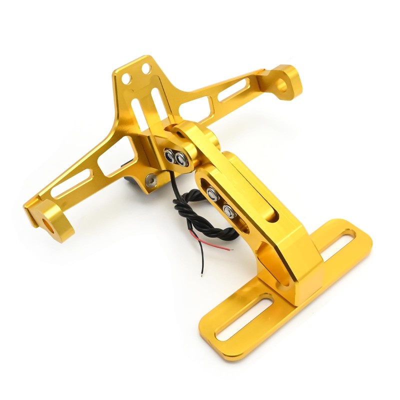 EATAKWARD Universal Motorcycle License Plate Bracket Holder, Gold License Plate